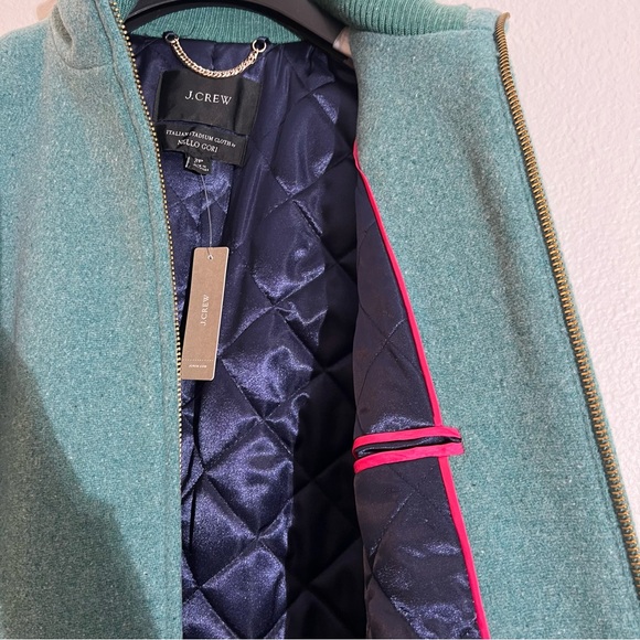 J. Crew Lodge Coat Size 2P Italian Stadium Cloth Nello Gori Wool Turquoi… - Picture 11 of 12